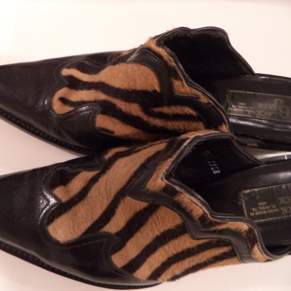 Handmade Black Jack tiger stripe animal hair mule